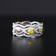 Natural Multicolor Diamond Wide width Ring D0.48ct d0.619ct 18K Gold